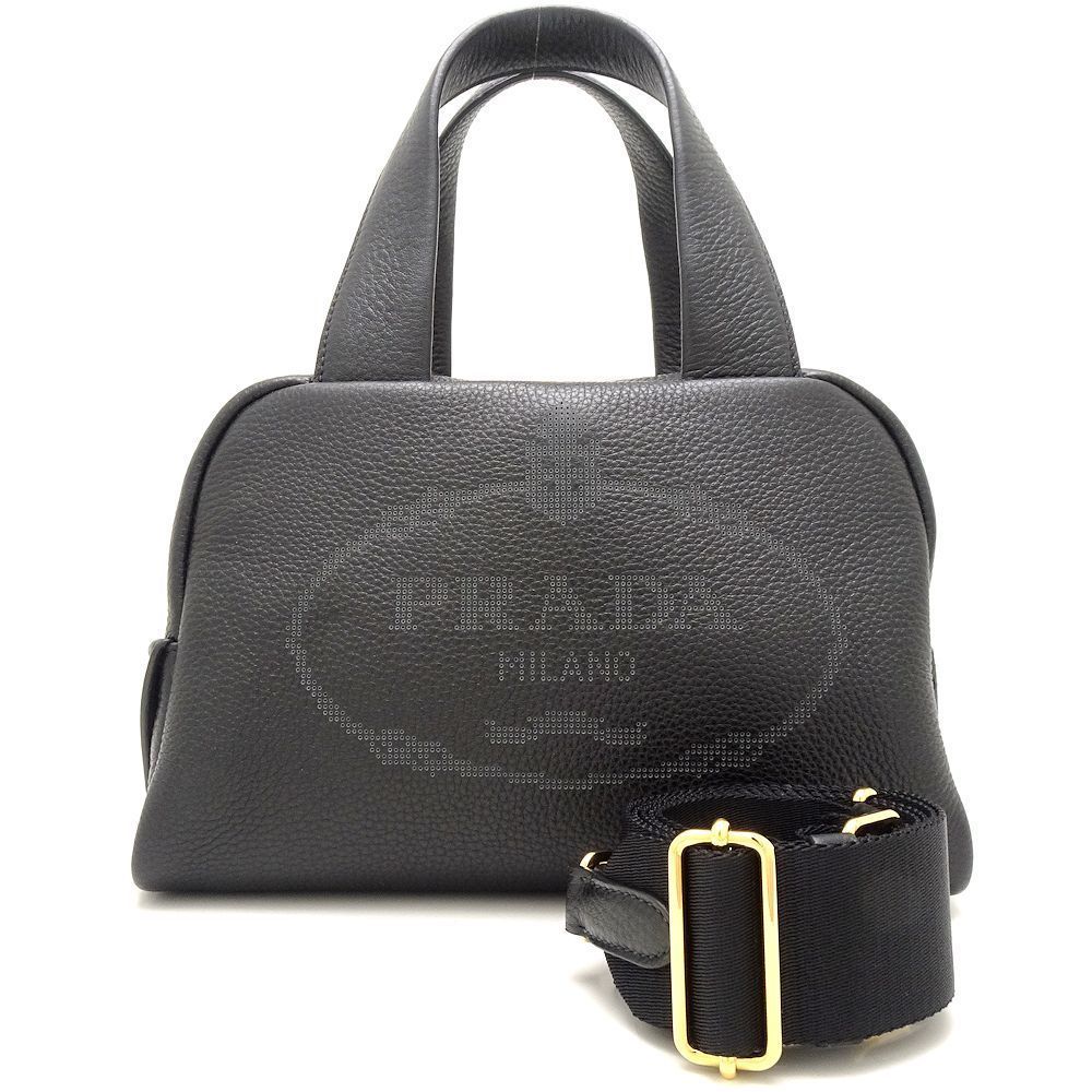 Prada Top Handle Bag 2way Leather Nero